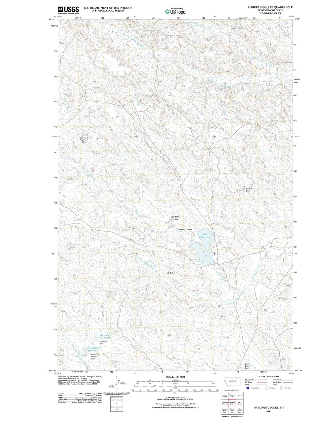 2011 Hardpan Coulee, MT - Montana - USGS Topographic Map