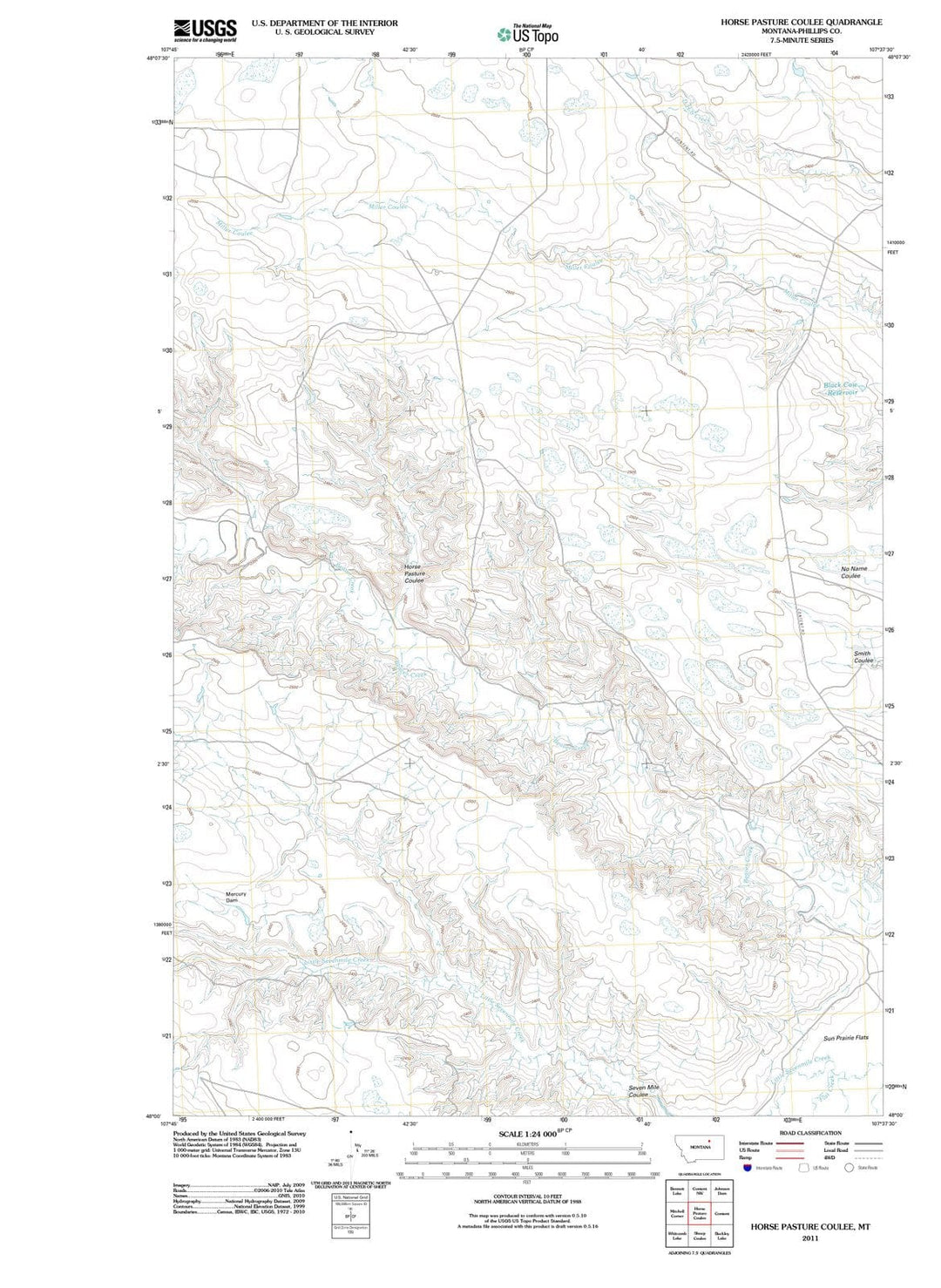 2011 Horse Pasture Coulee, MT - Montana - USGS Topographic Map