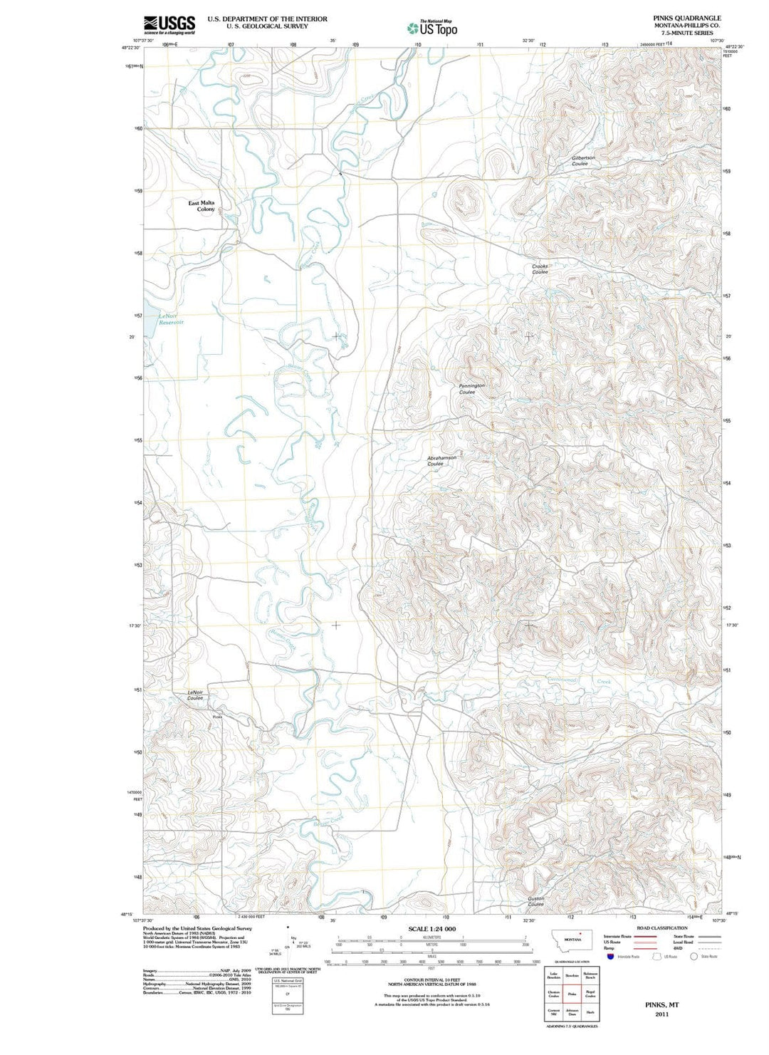2011 Pinks, MT - Montana - USGS Topographic Map