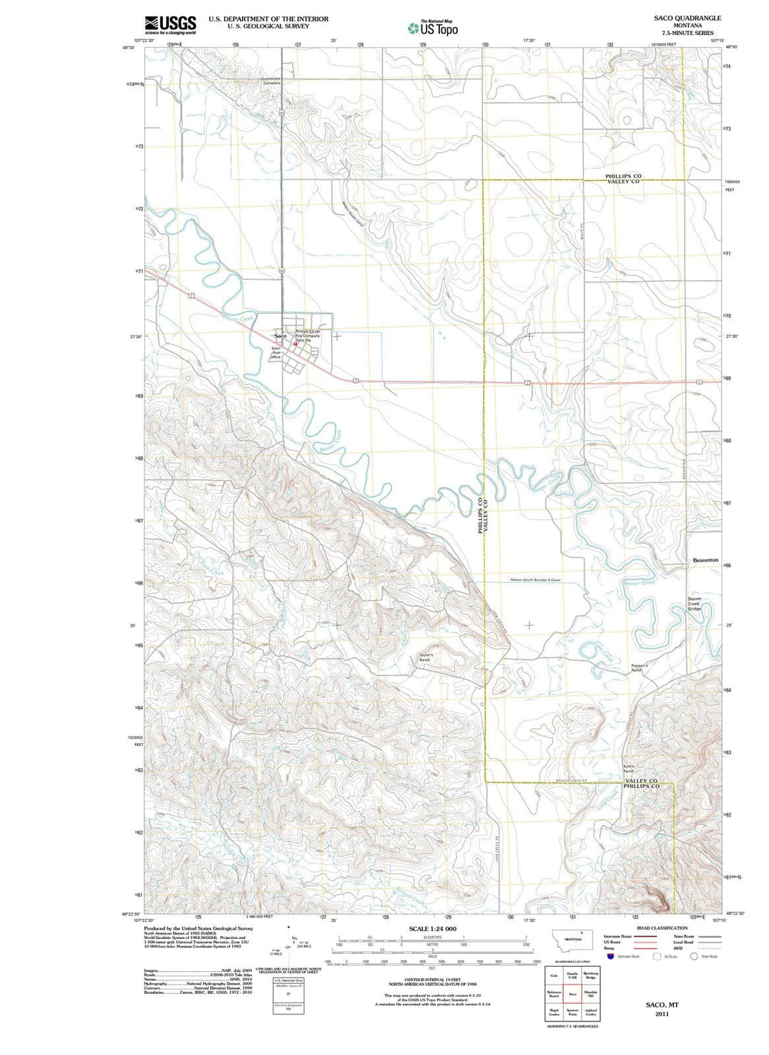 2011 Saco, MT - Montana - USGS Topographic Map