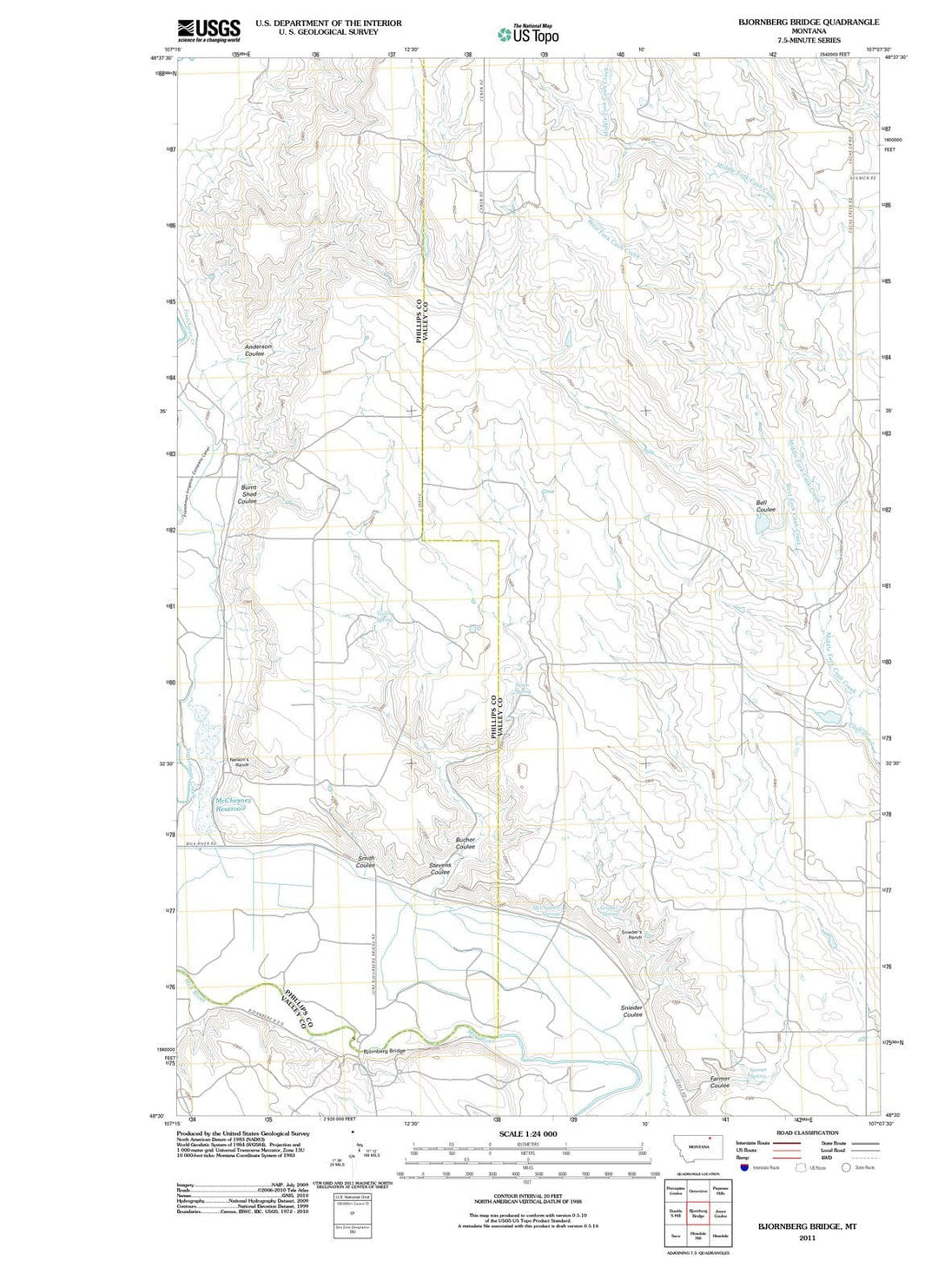 2011 Bjornberg Bridge, MT - Montana - USGS Topographic Map