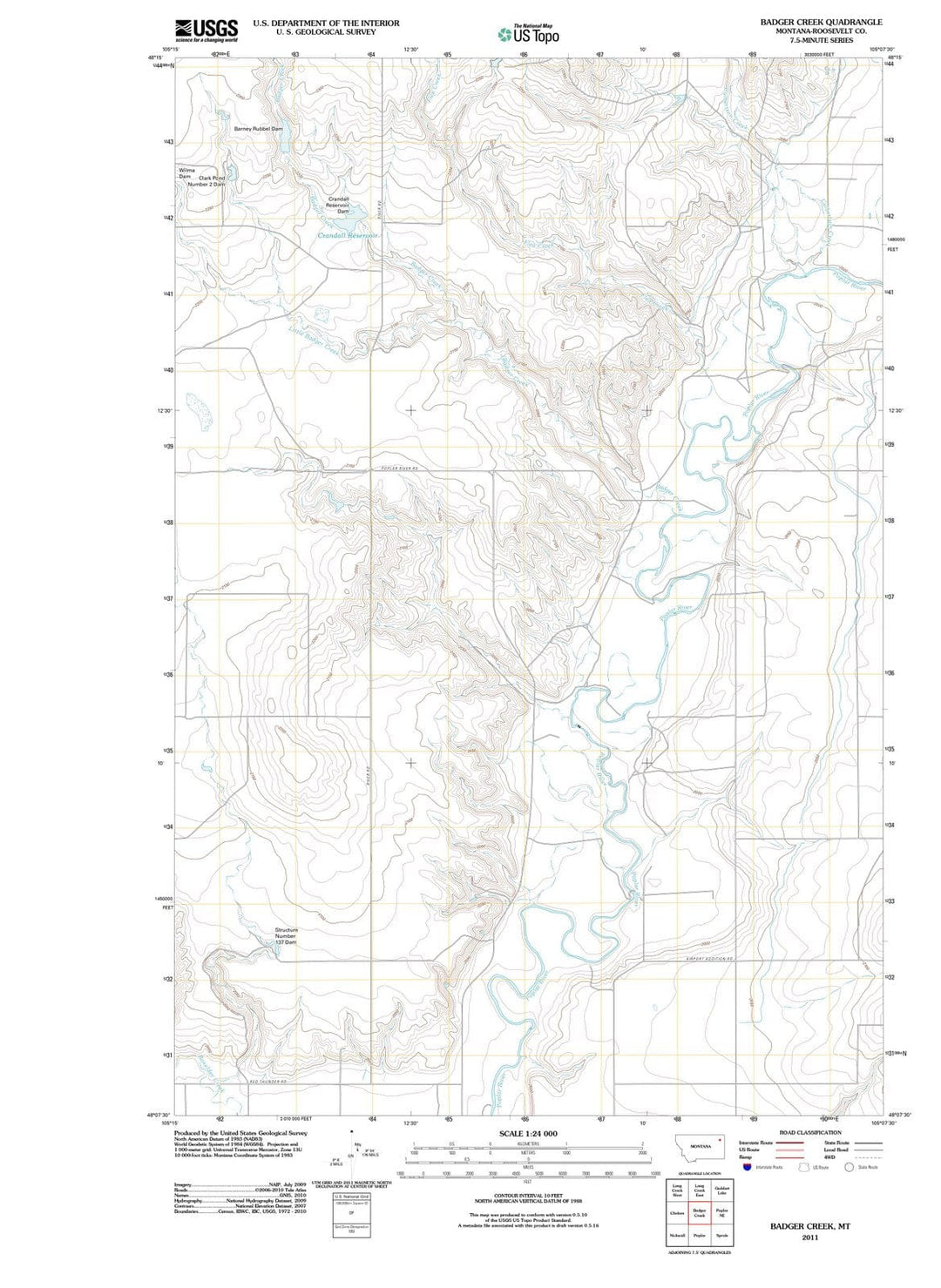 2011 Badger Creek, MT - Montana - USGS Topographic Map