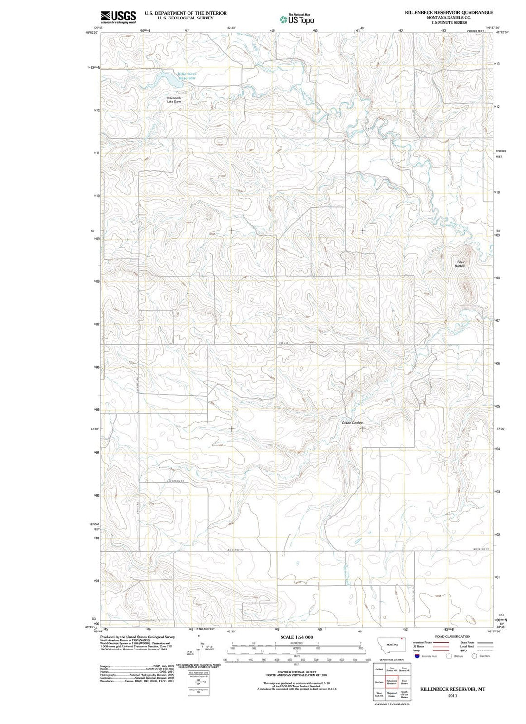 2011 Killenbeck Reservoir, MT - Montana - USGS Topographic Map
