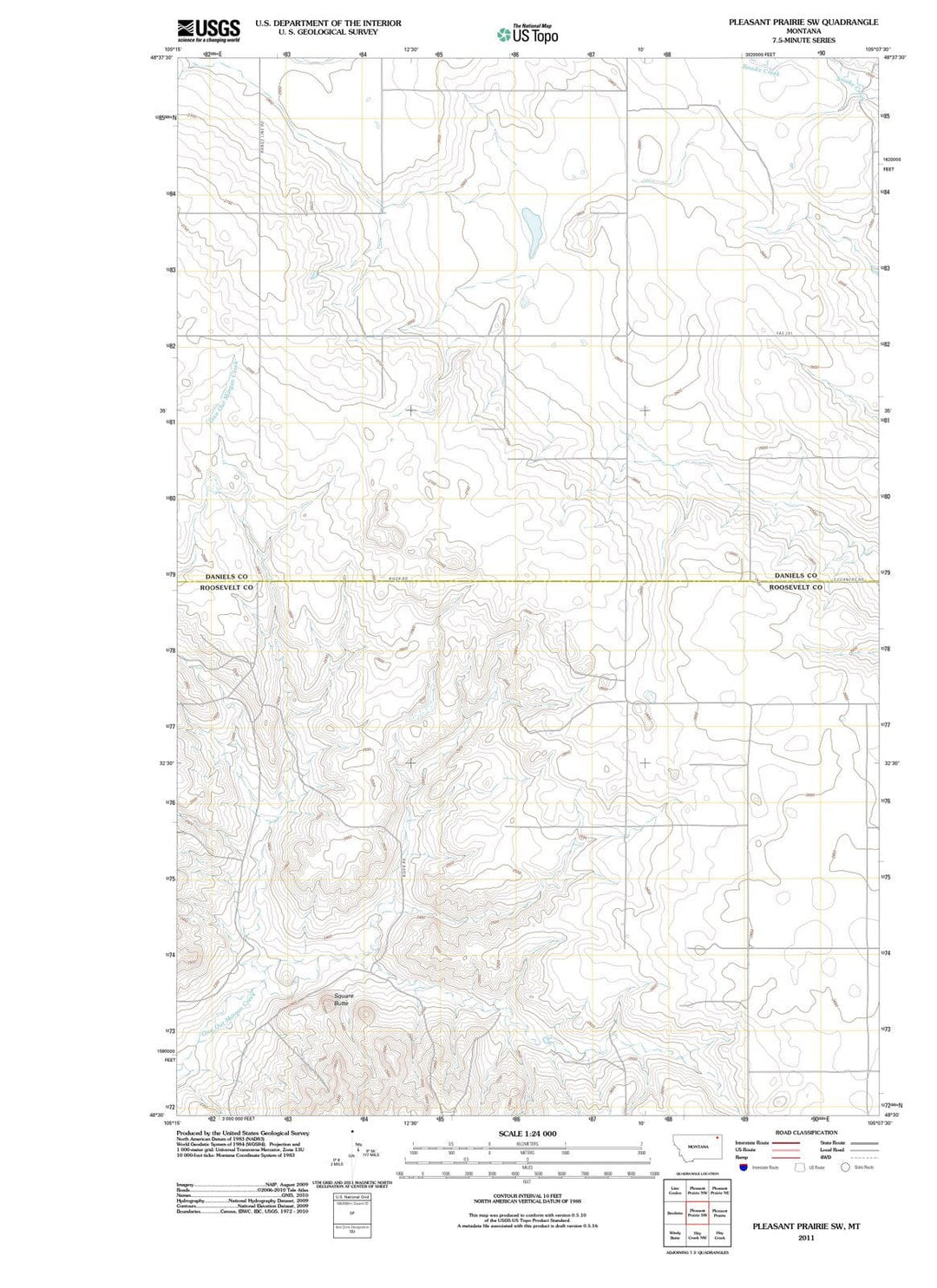 2011 Pleasant Prairie, MT - Montana - USGS Topographic Map