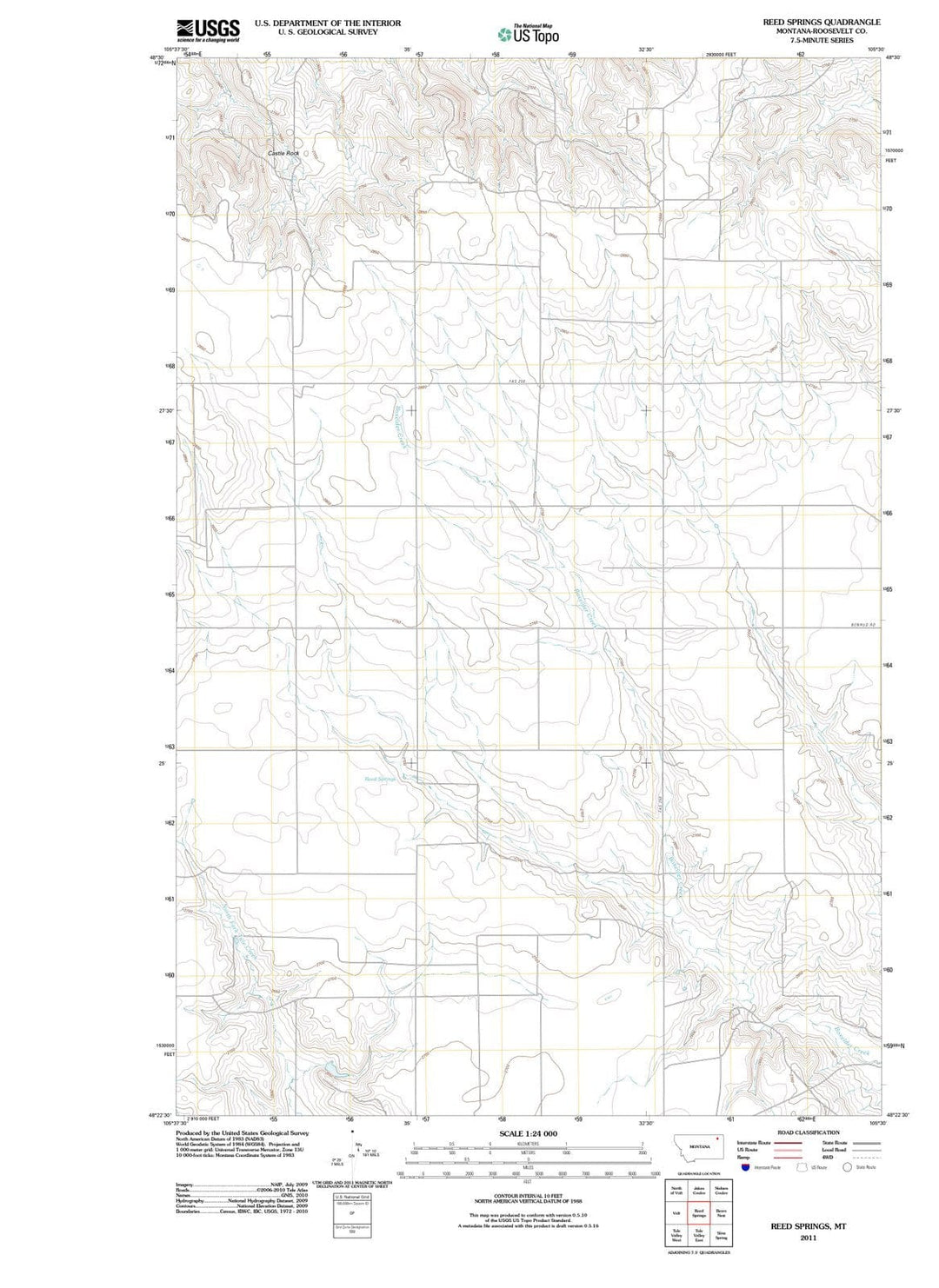 2011 Reed Springs, MT - Montana - USGS Topographic Map