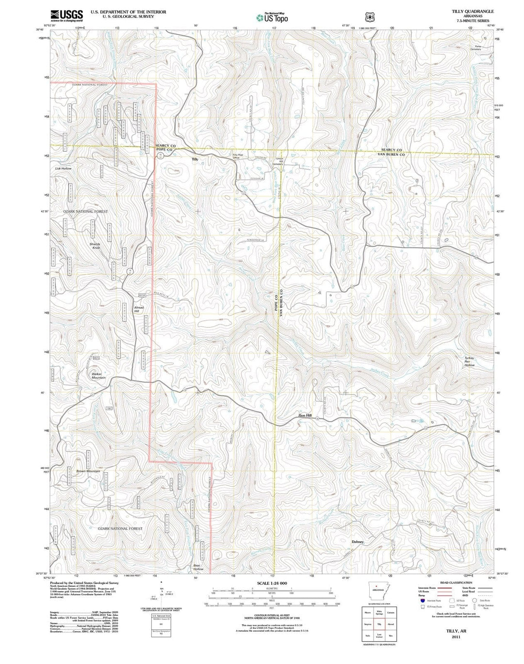 2011 Tilly, AR - Arkansas - USGS Topographic Map