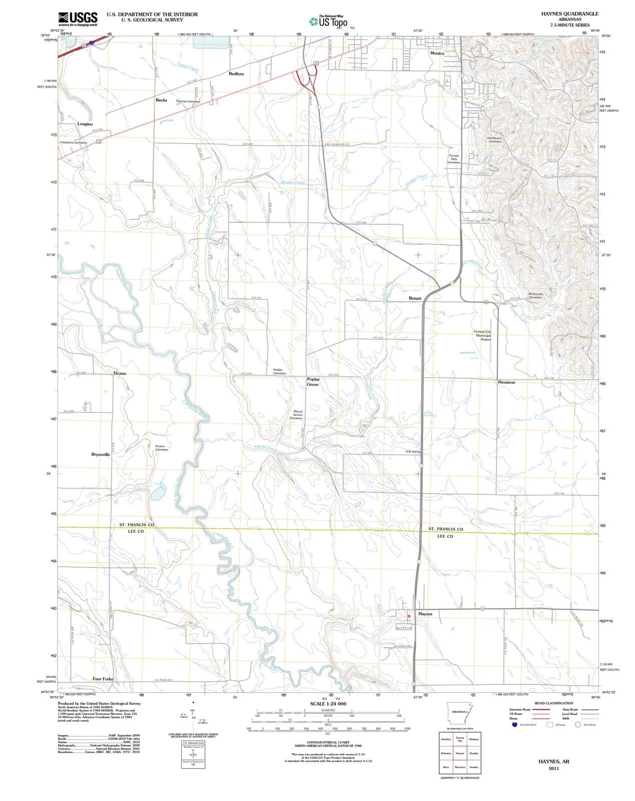 2011 Haynes, AR - Arkansas - USGS Topographic Map