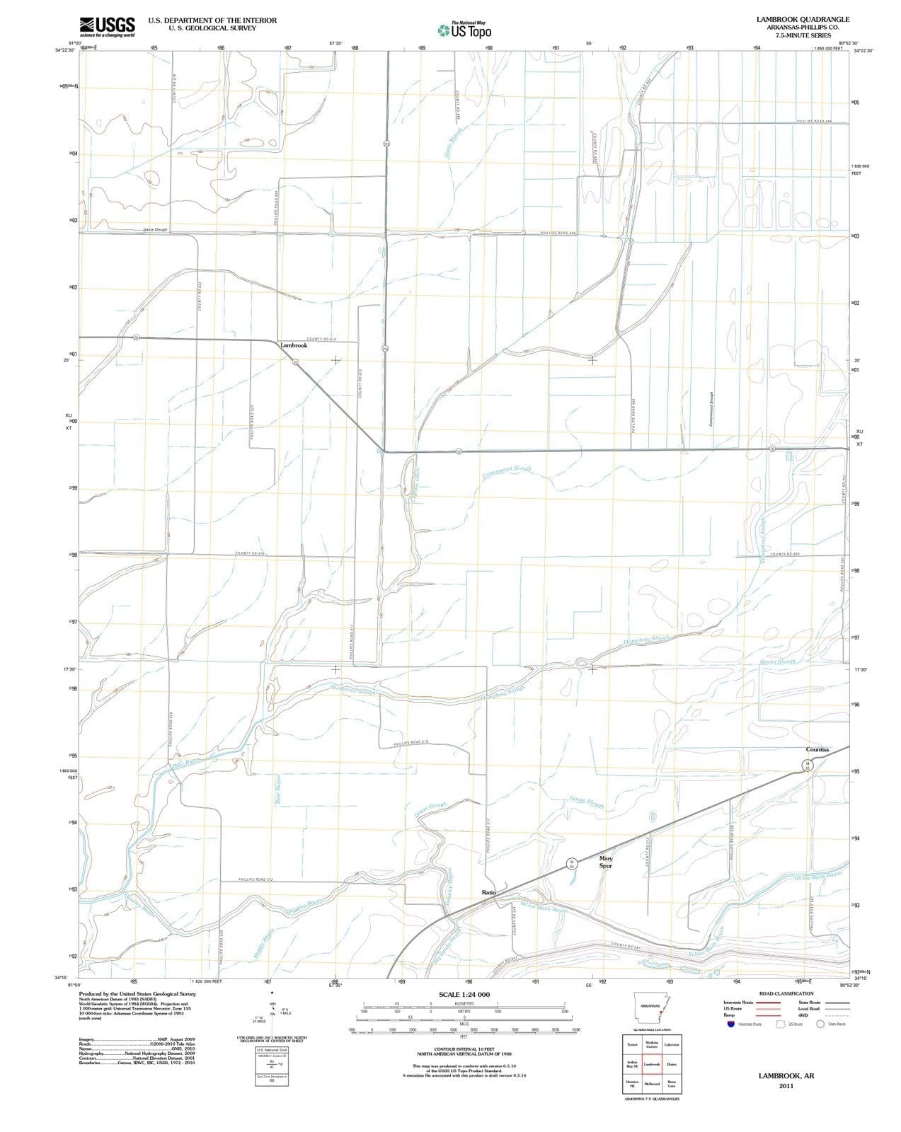 2011 Lambrook, AR - Arkansas - USGS Topographic Map