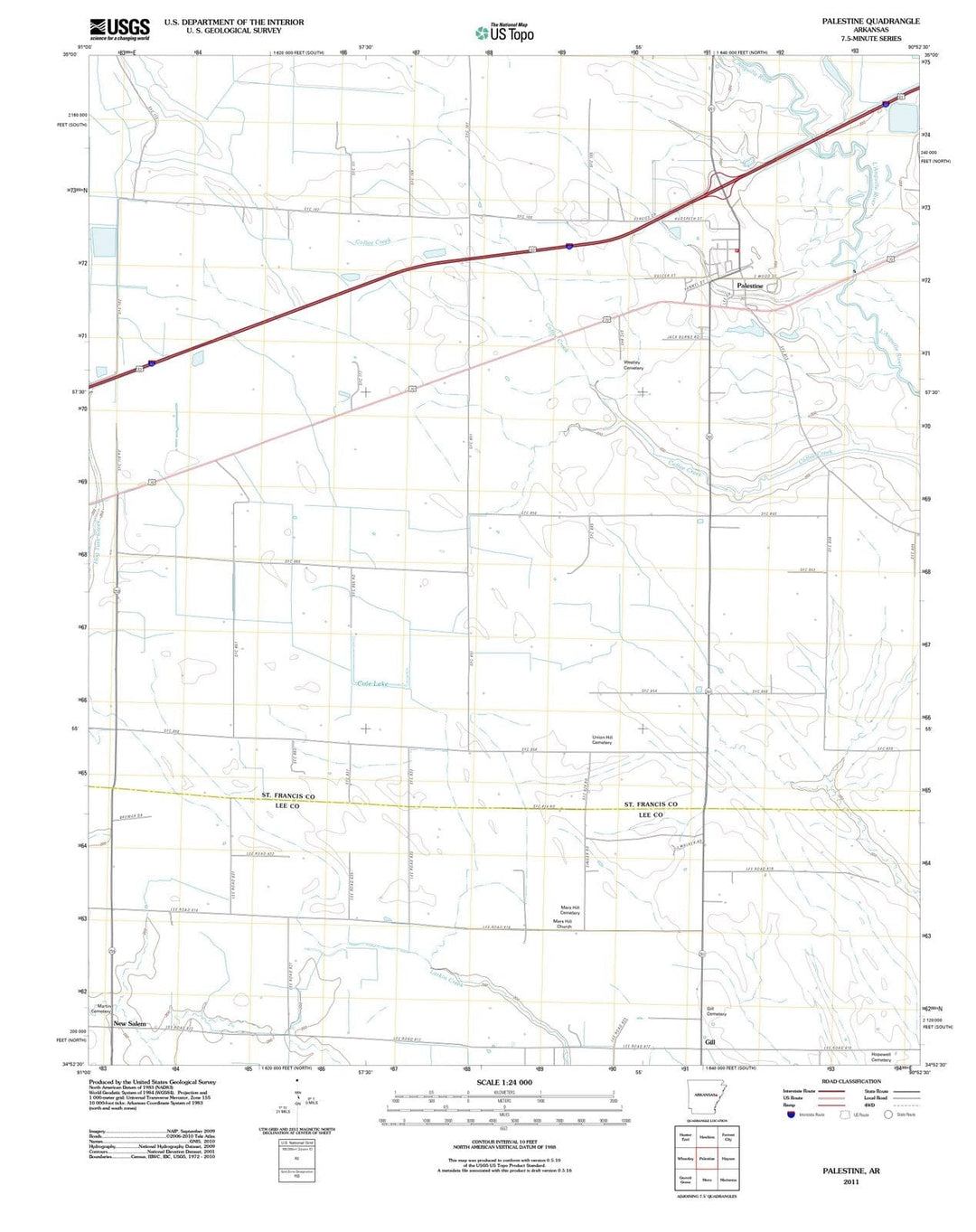 2011 Palestine, AR - Arkansas - USGS Topographic Map