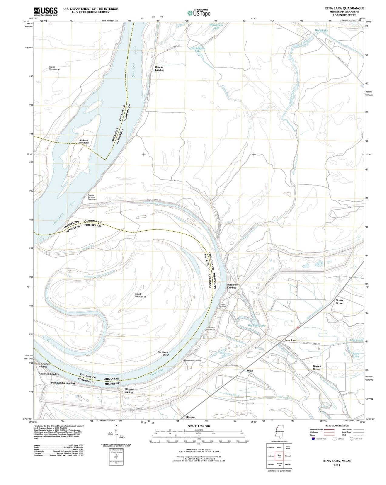2011 Rena Lara, MS - Mississippi - USGS Topographic Map