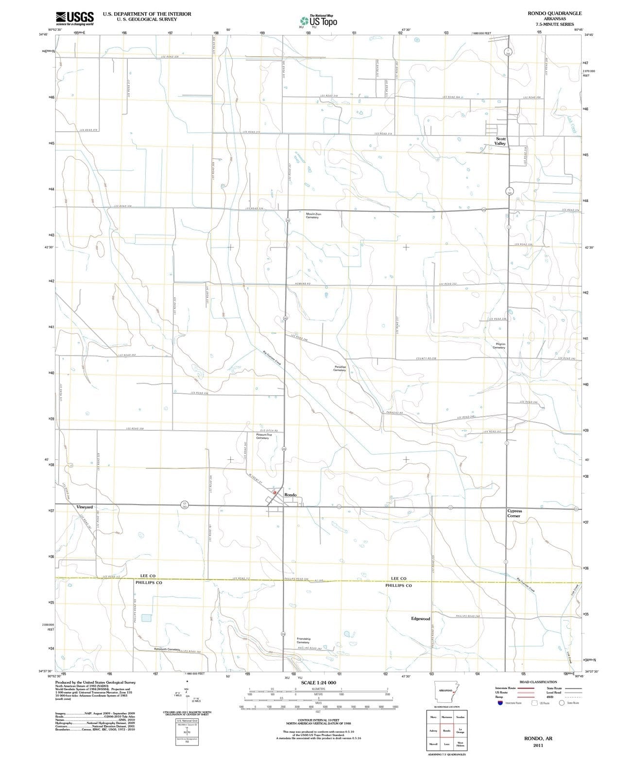 2011 Rondo, AR - Arkansas - USGS Topographic Map