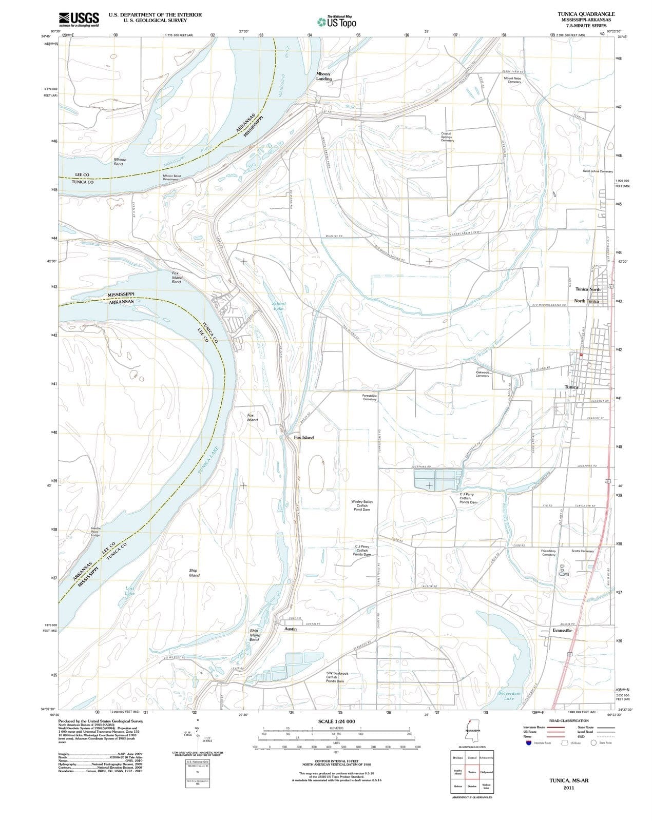 2011 Tunica, MS - Mississippi - USGS Topographic Map