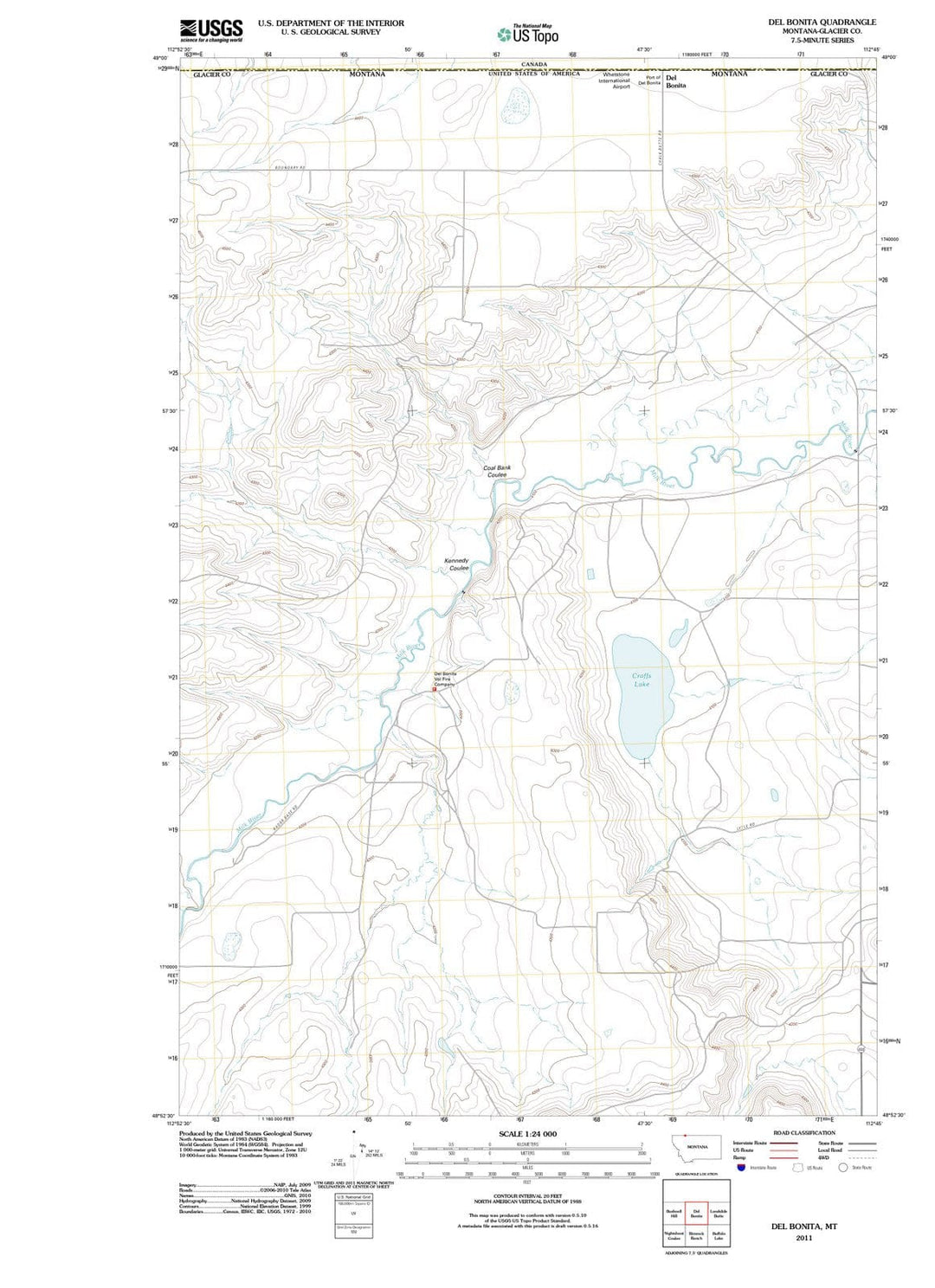 2011 Del Bonita, MT - Montana - USGS Topographic Map
