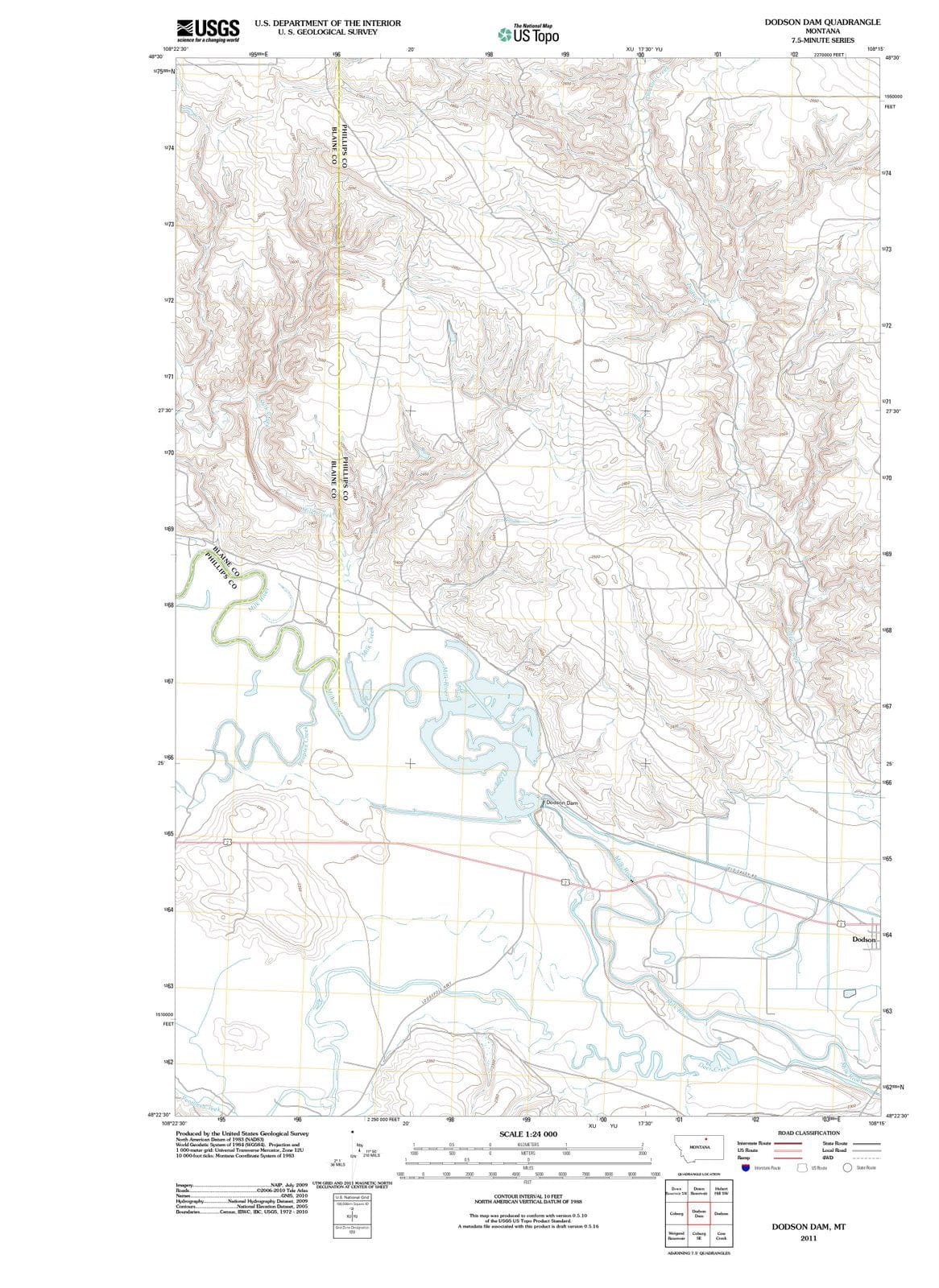 2011 Dodsonam, MT - Montana - USGS Topographic Map