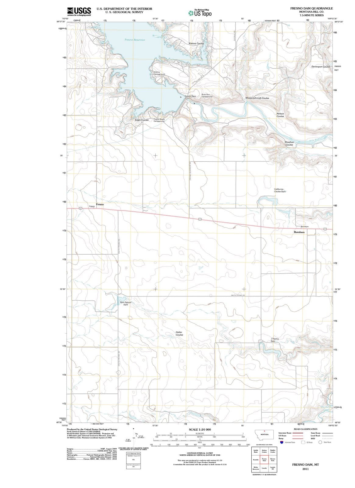 2011 Fresnoam, MT - Montana - USGS Topographic Map