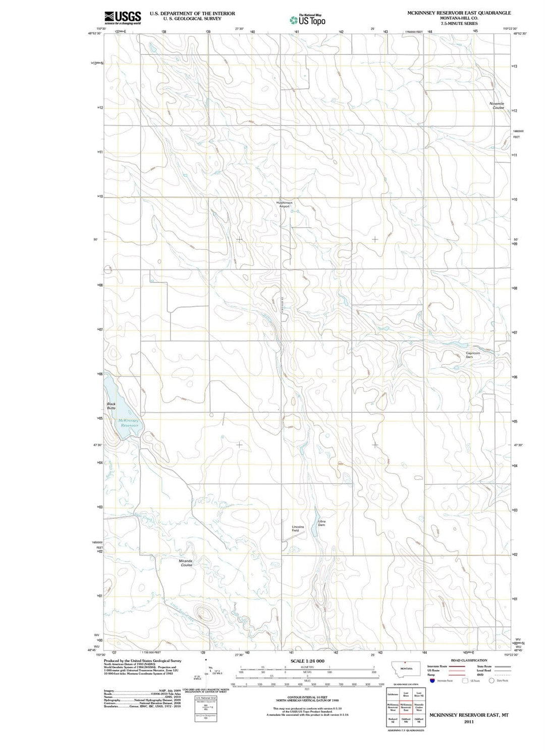 2011 McKinnsey Reservoir East, MT - Montana - USGS Topographic Map