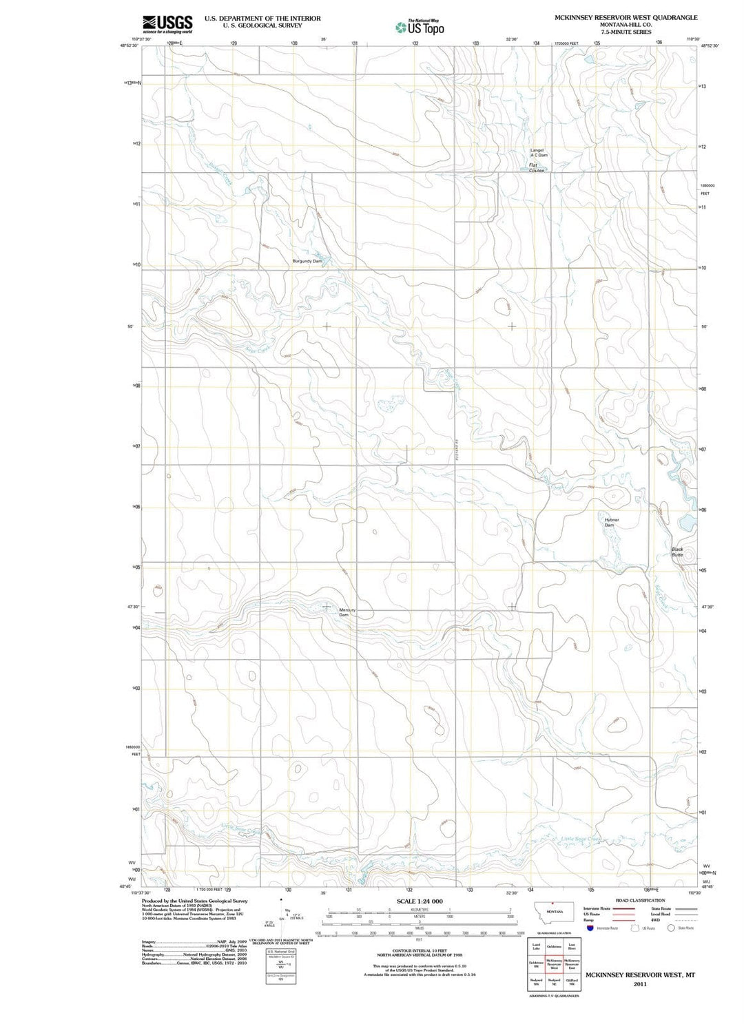 2011 McKinnsey Reservoir West, MT - Montana - USGS Topographic Map