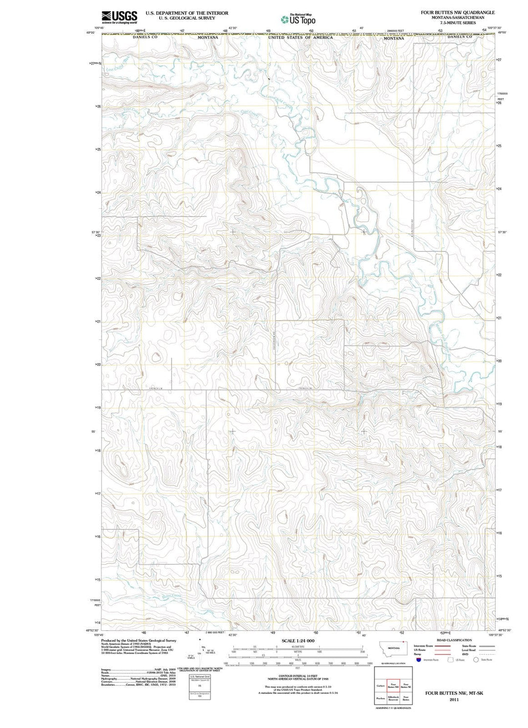 2011 Four Buttes, MT - Montana - USGS Topographic Map