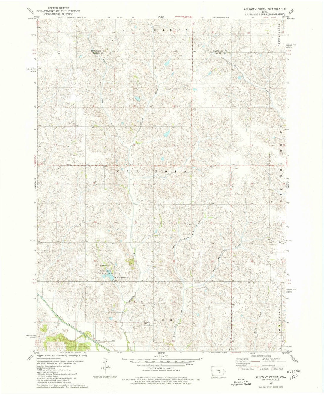 1980 Alloway Creek, IA - Iowa - USGS Topographic Map