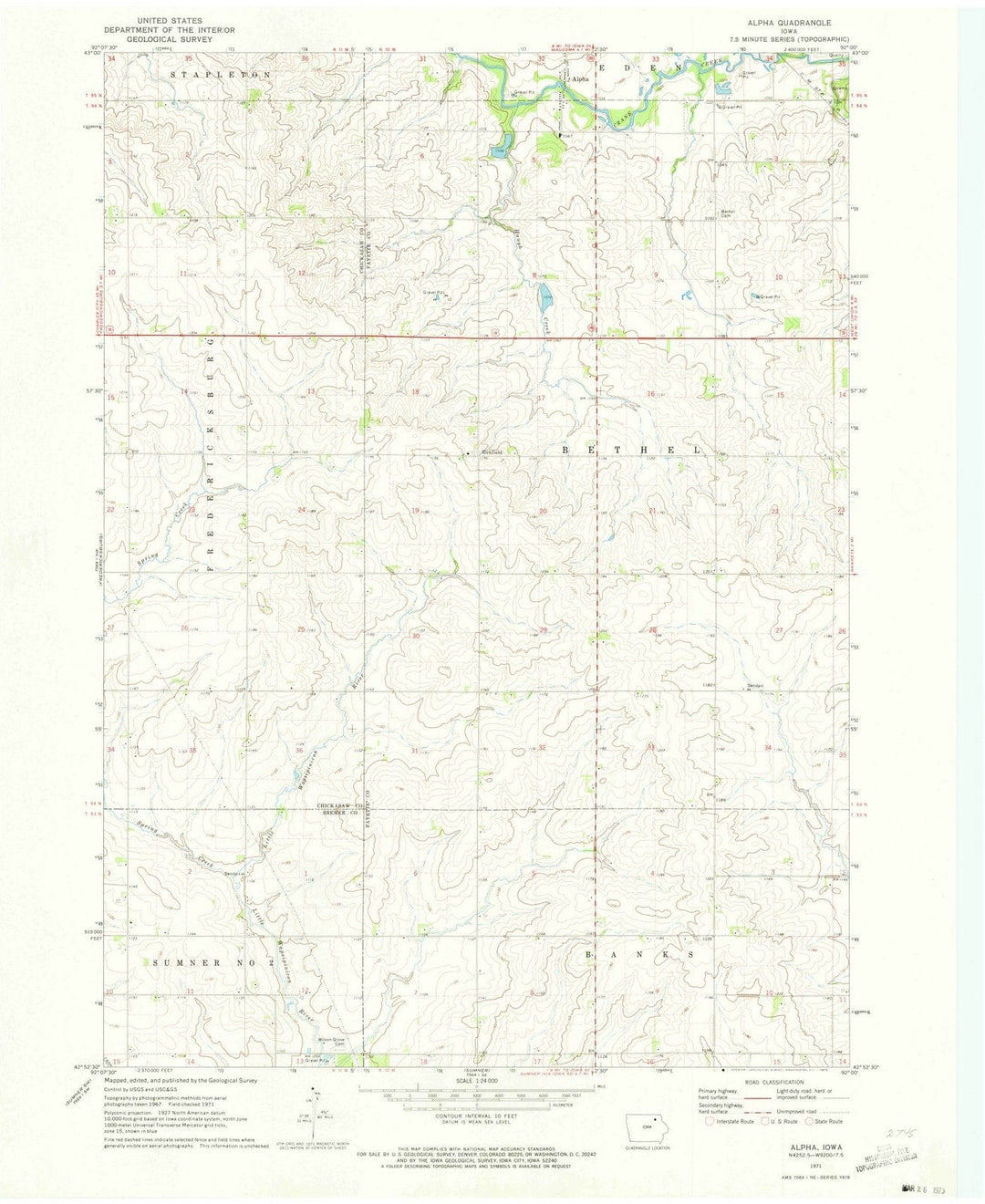 1971 Alpha, IA - Iowa - USGS Topographic Map