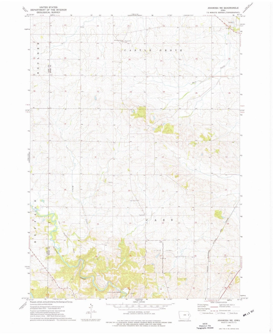 1973 Anamosa, IA - Iowa - USGS Topographic Map