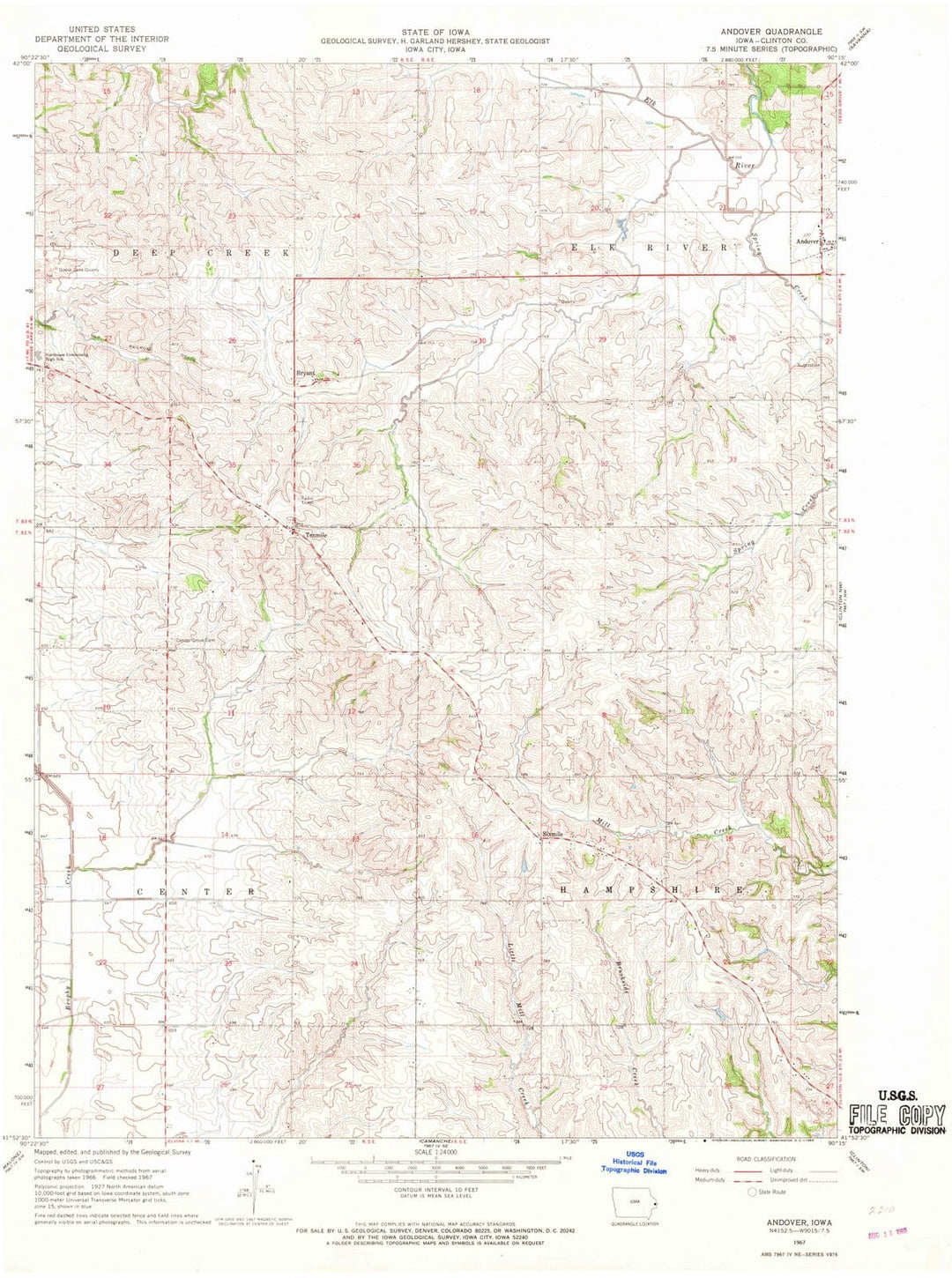 1967 Andover, IA - Iowa - USGS Topographic Map