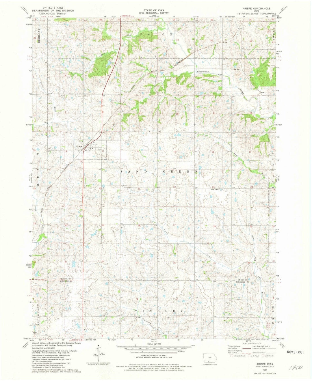 1981 Arispe, IA - Iowa - USGS Topographic Map