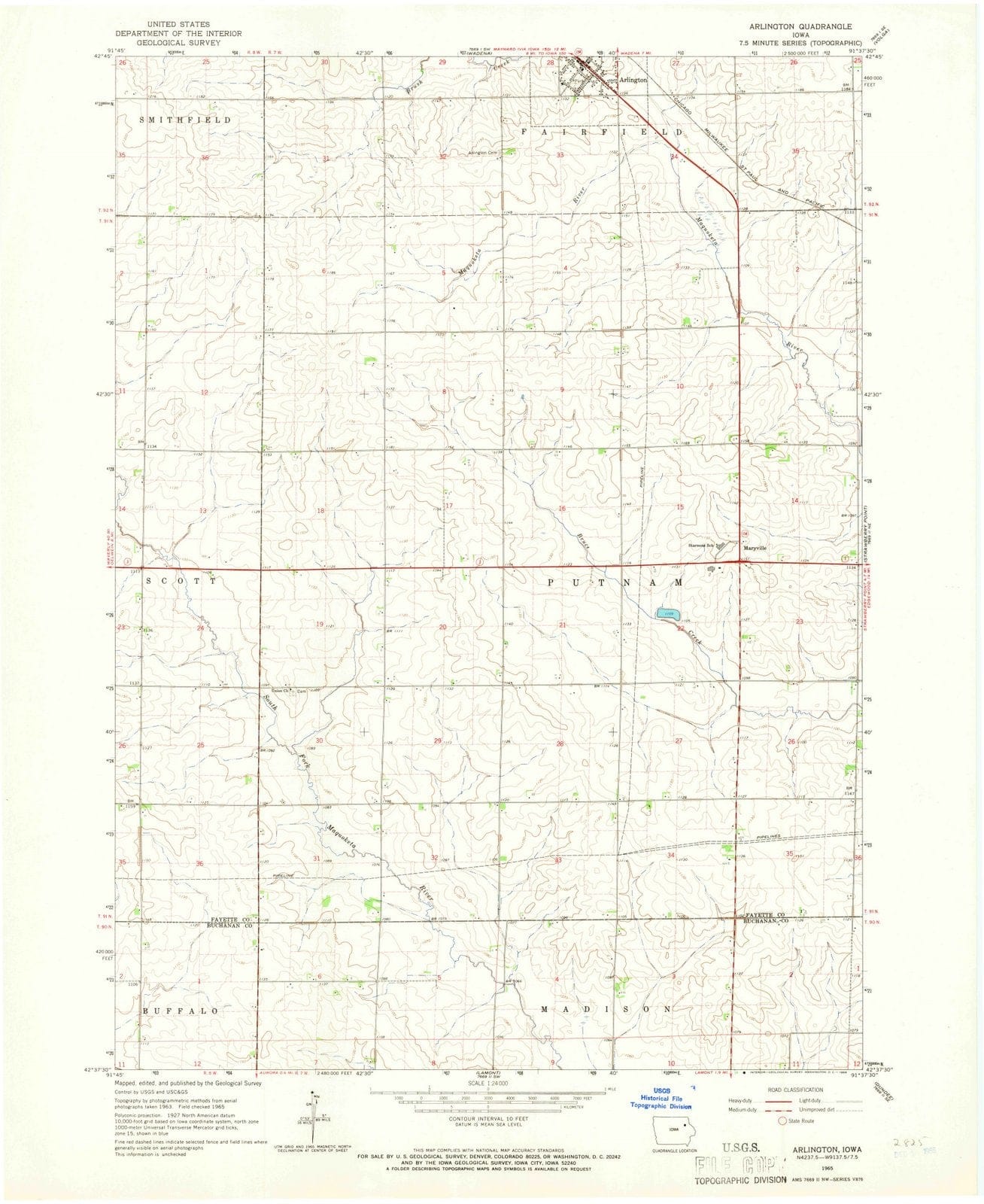 1965 Arlington, IA - Iowa - USGS Topographic Map