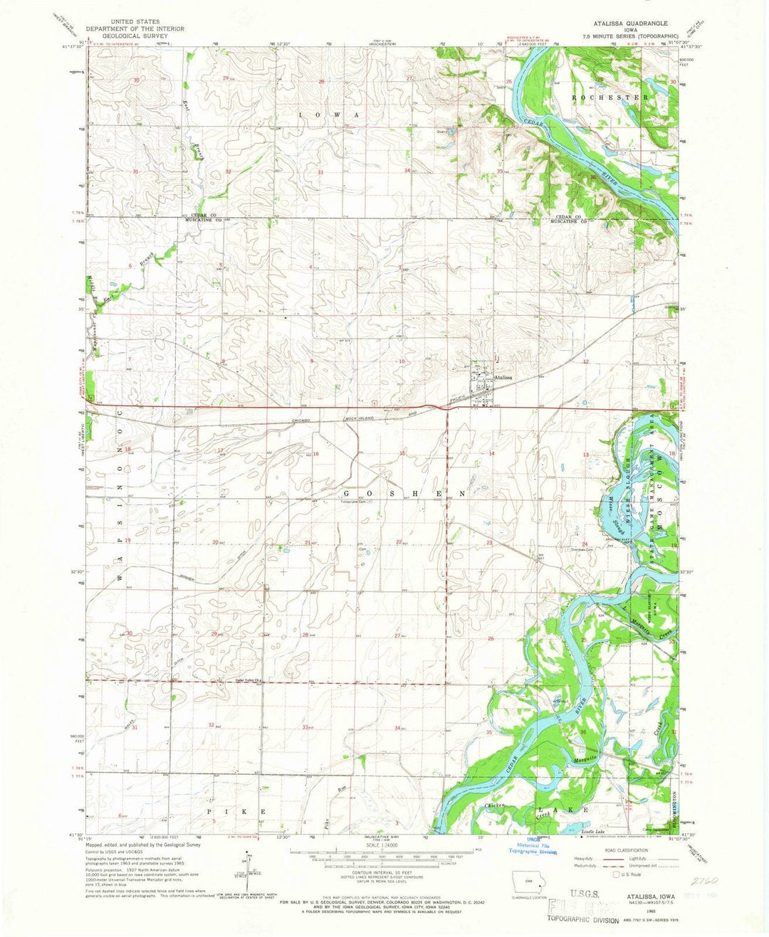 1965 Atalissa, IA - Iowa - USGS Topographic Map