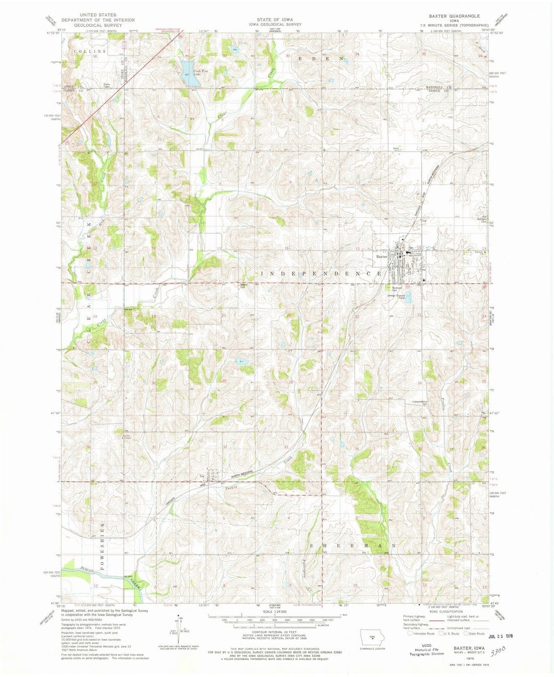 1975 Baxter, IA - Iowa - USGS Topographic Map
