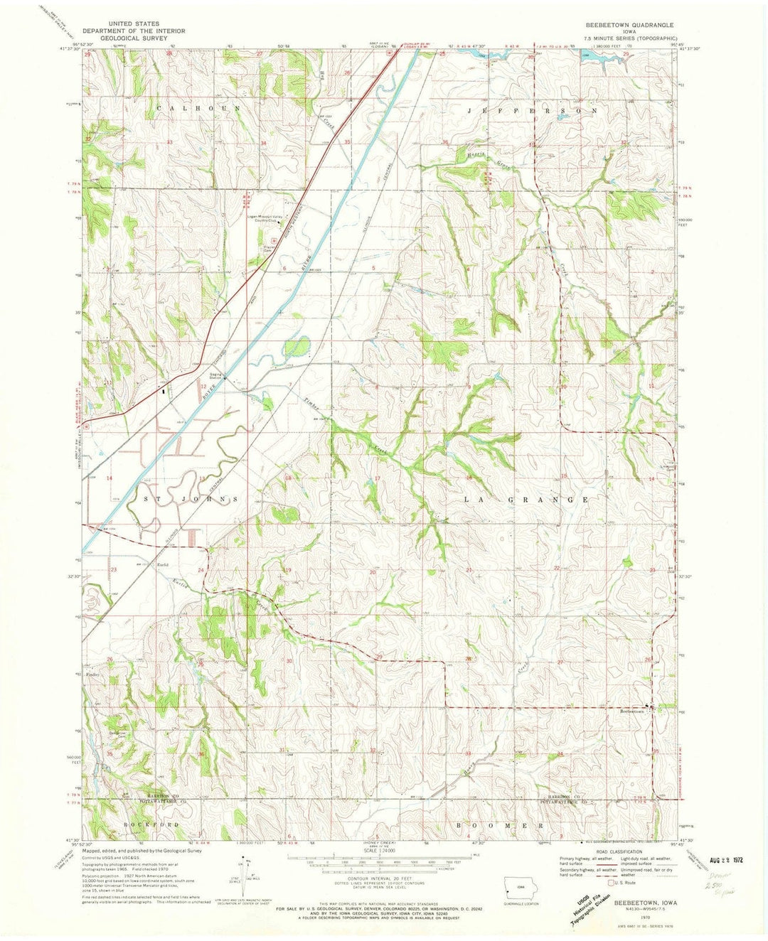 1970 Beebeetown, IA - Iowa - USGS Topographic Map