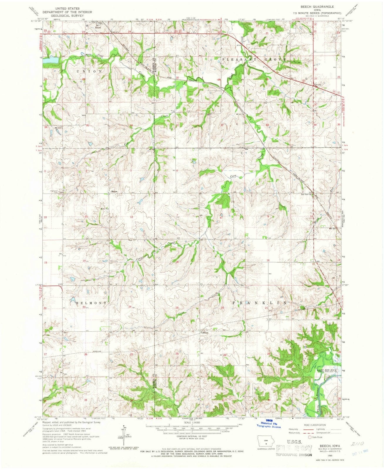 1965 Beech, IA - Iowa - USGS Topographic Map