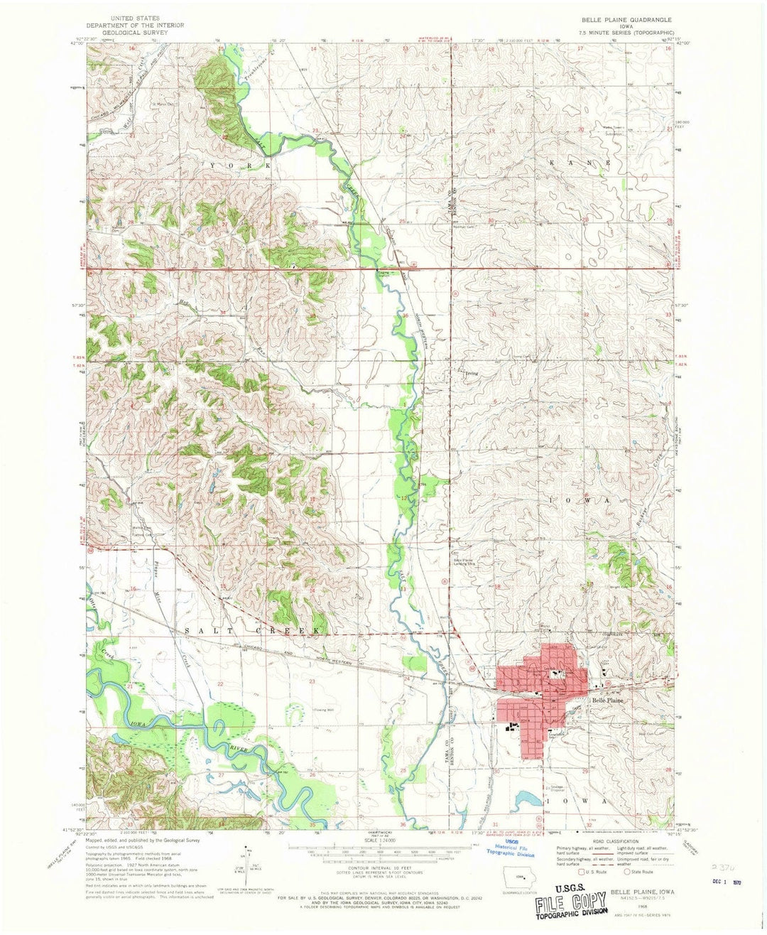 1968 Belle Plaine, IA - Iowa - USGS Topographic Map