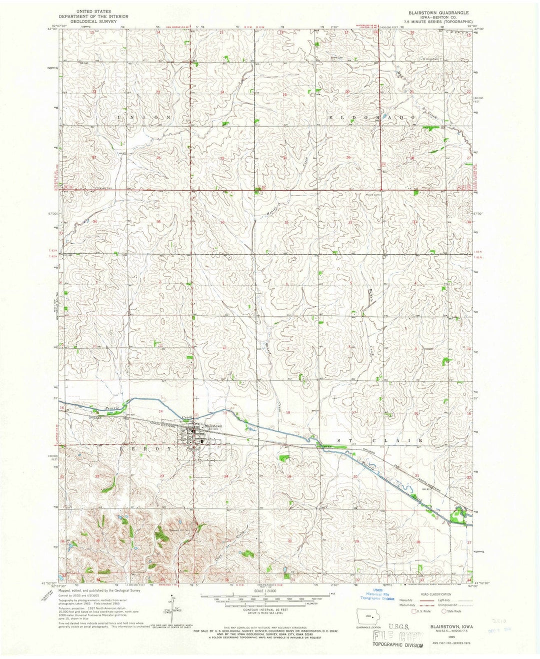 1965 Blairstown, IA - Iowa - USGS Topographic Map