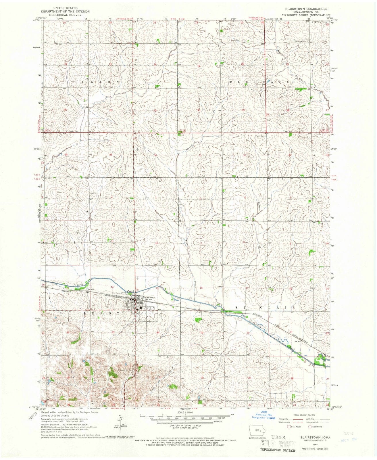 1965 Blairstown, IA - Iowa - USGS Topographic Map