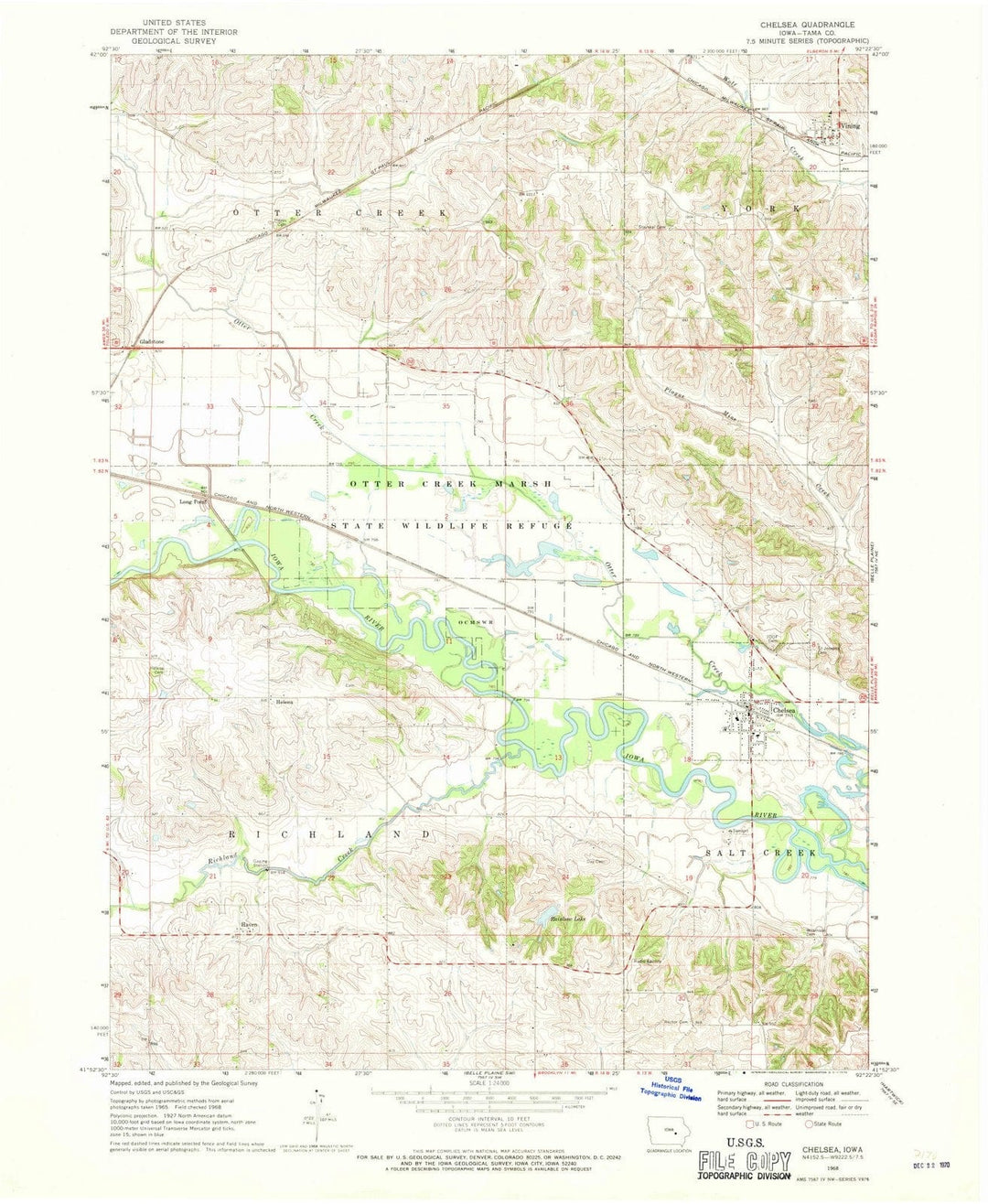 1968 Chelsea, IA - Iowa - USGS Topographic Map