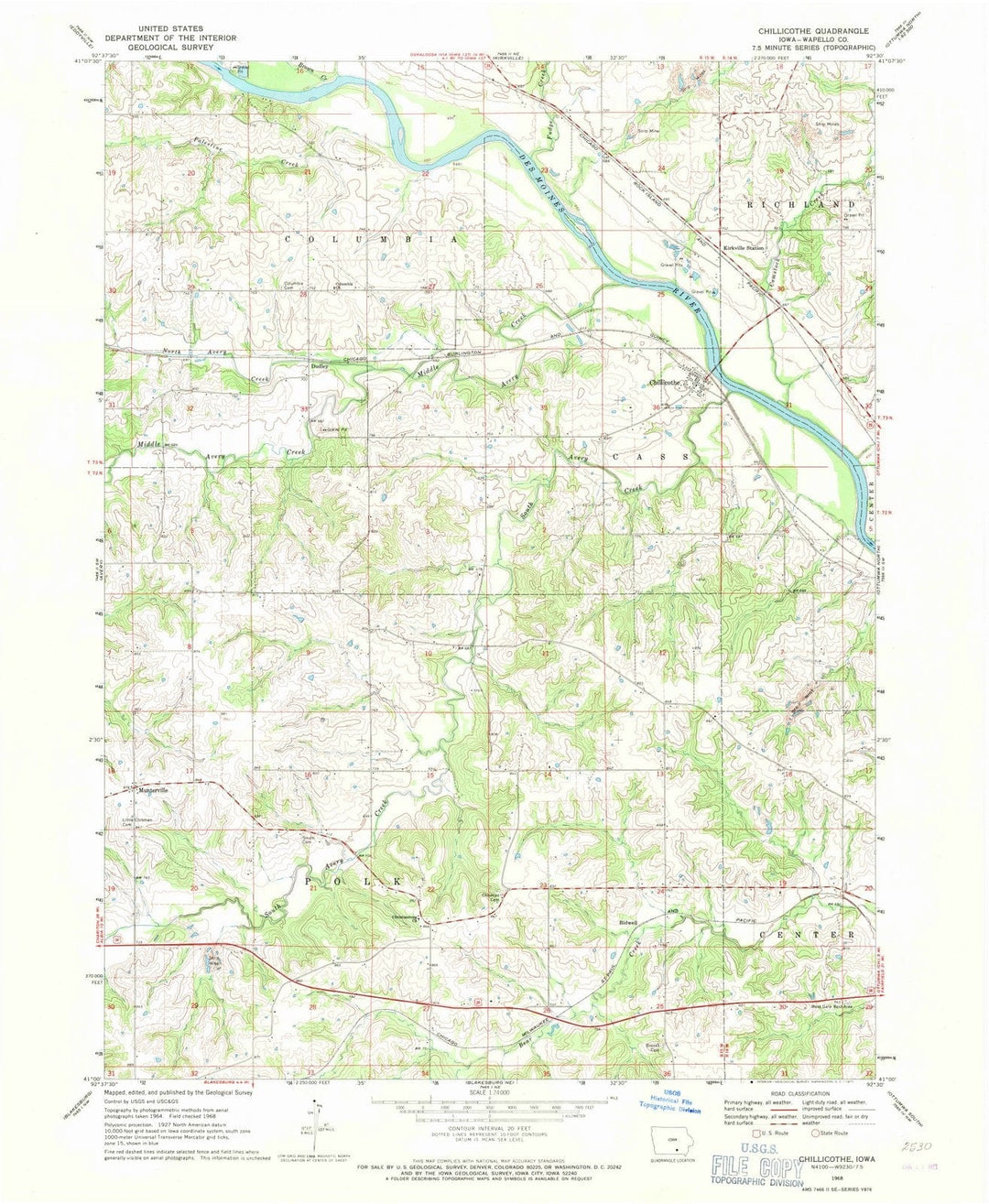1968 Chillicothe, IA - Iowa - USGS Topographic Map