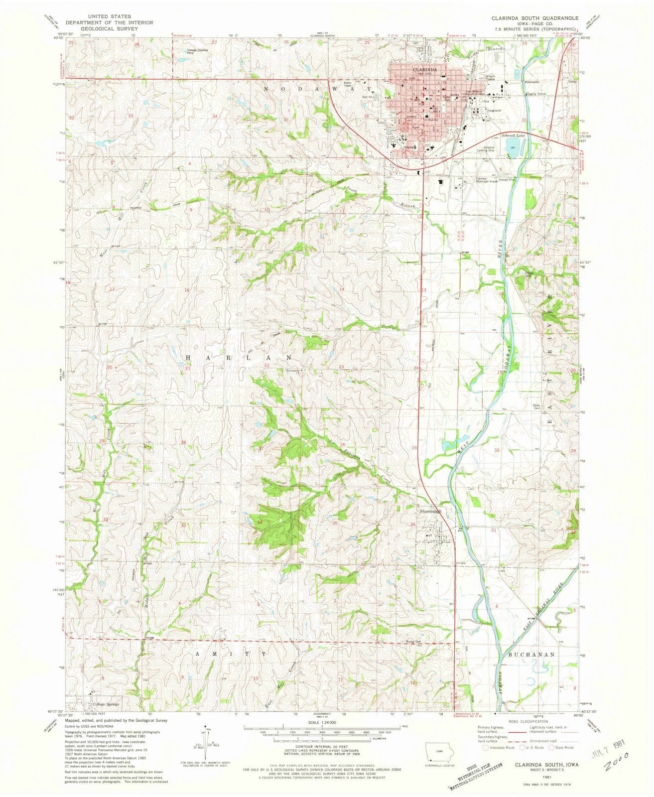 1981 Clarinda South, IA - Iowa - USGS Topographic Map