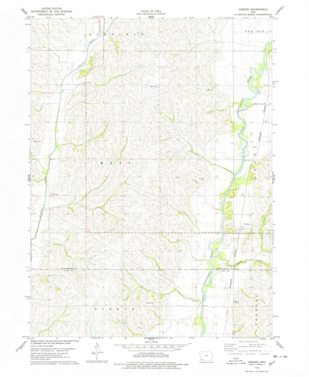 1978 Coburg, IA - Iowa - USGS Topographic Map