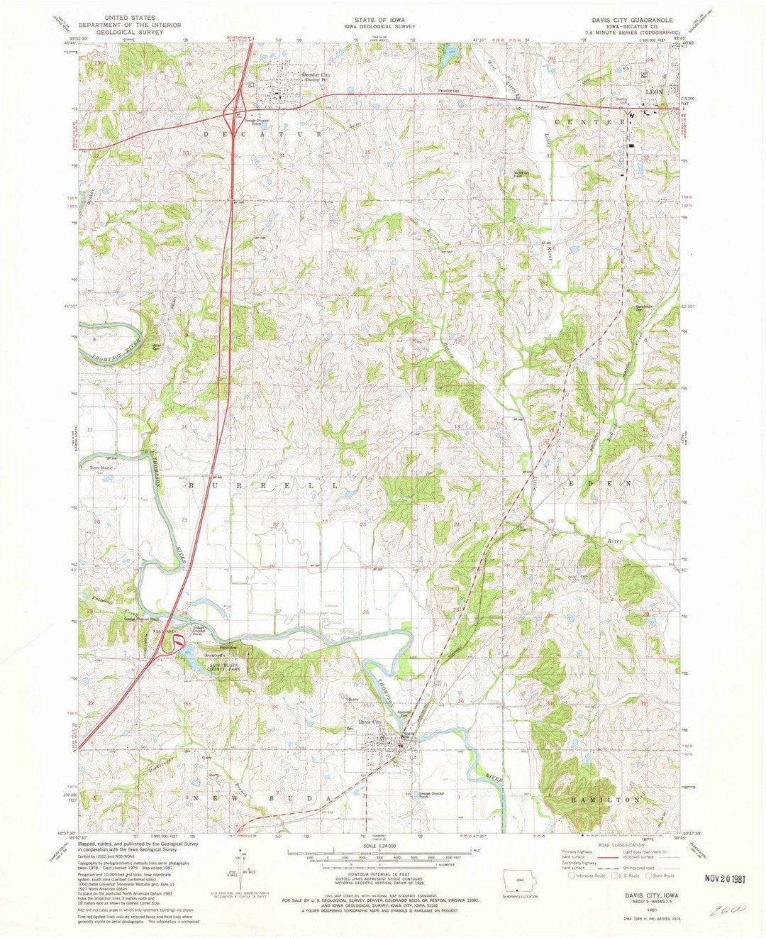 1981 Davis City, IA - Iowa - USGS Topographic Map