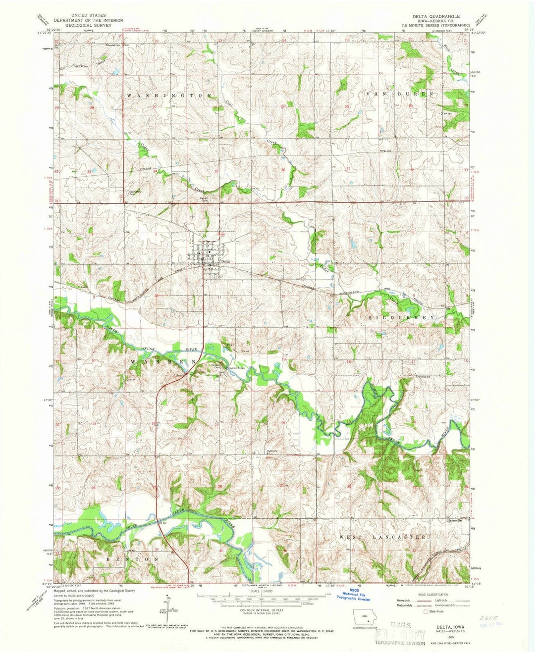 1965 Delta, IA - Iowa - USGS Topographic Map