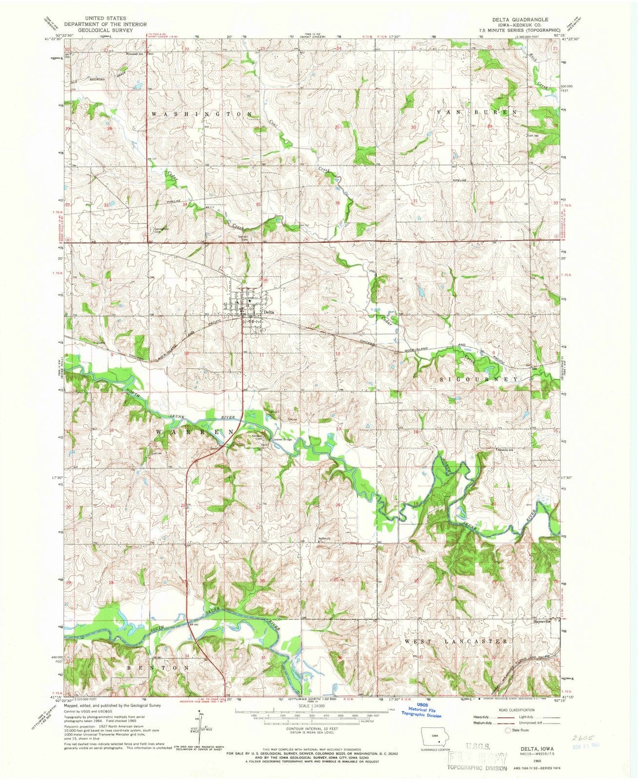 1965 Delta, IA - Iowa - USGS Topographic Map