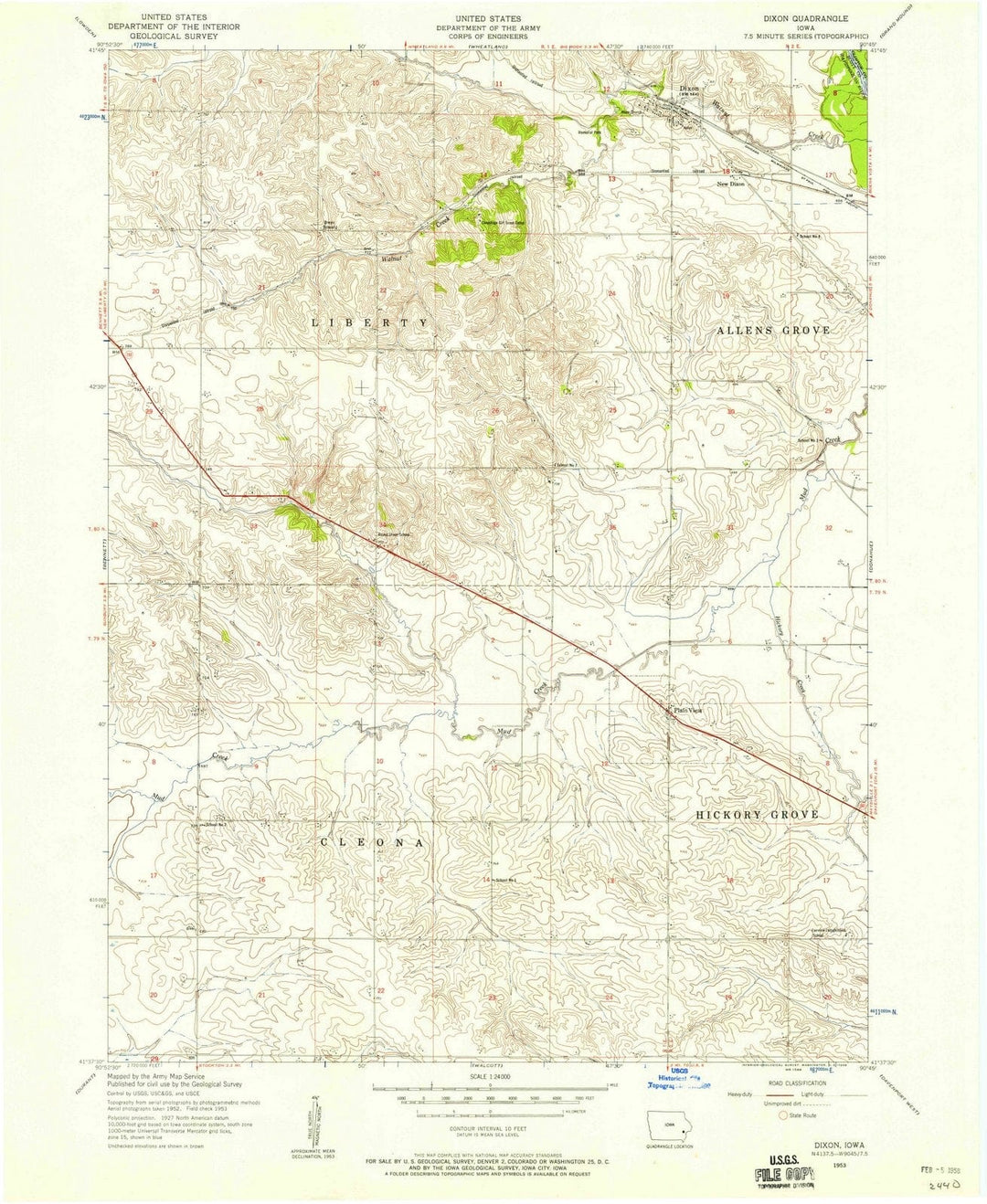 1953 Dixon, IA - Iowa - USGS Topographic Map