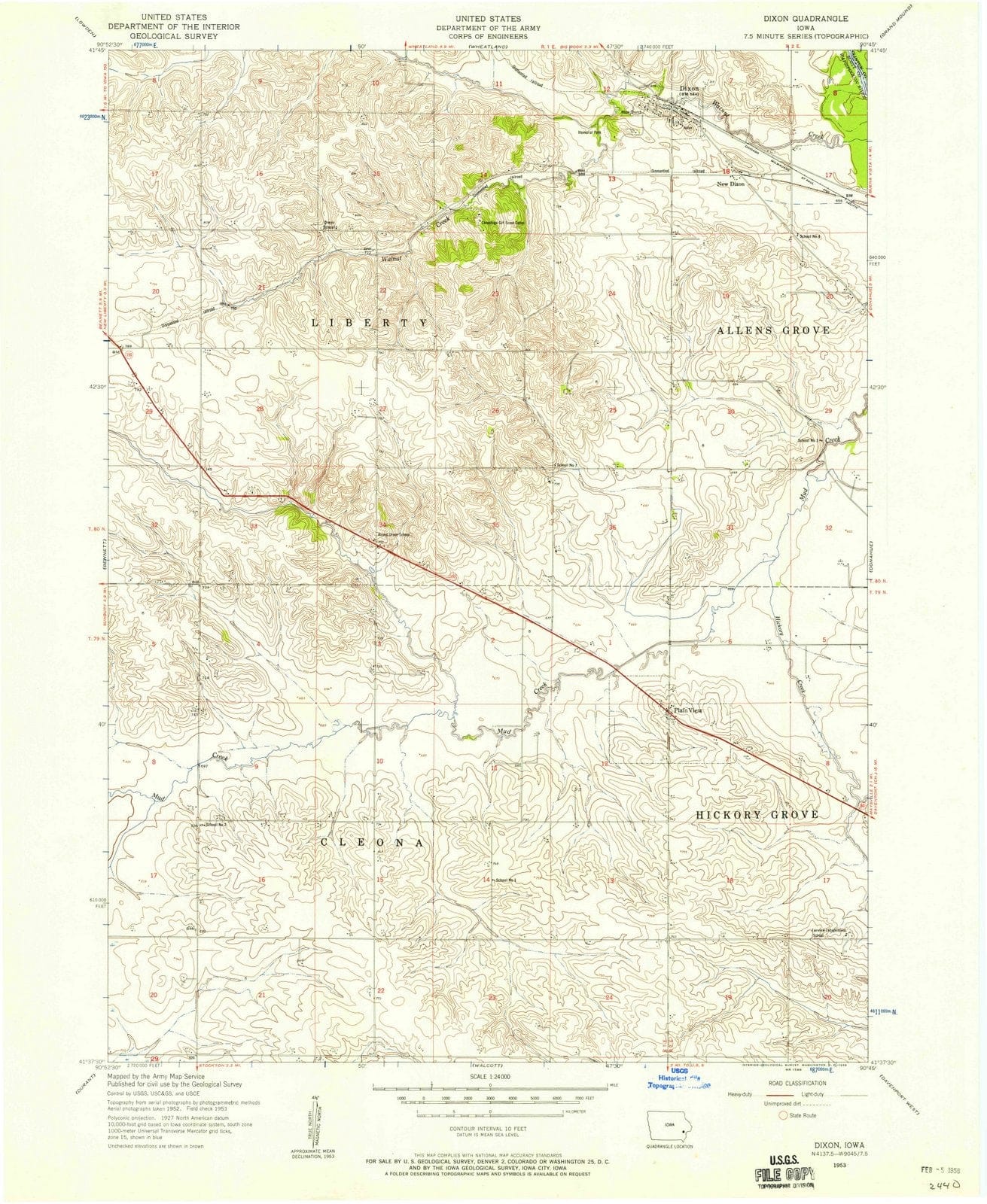 1953 Dixon, IA - Iowa - USGS Topographic Map