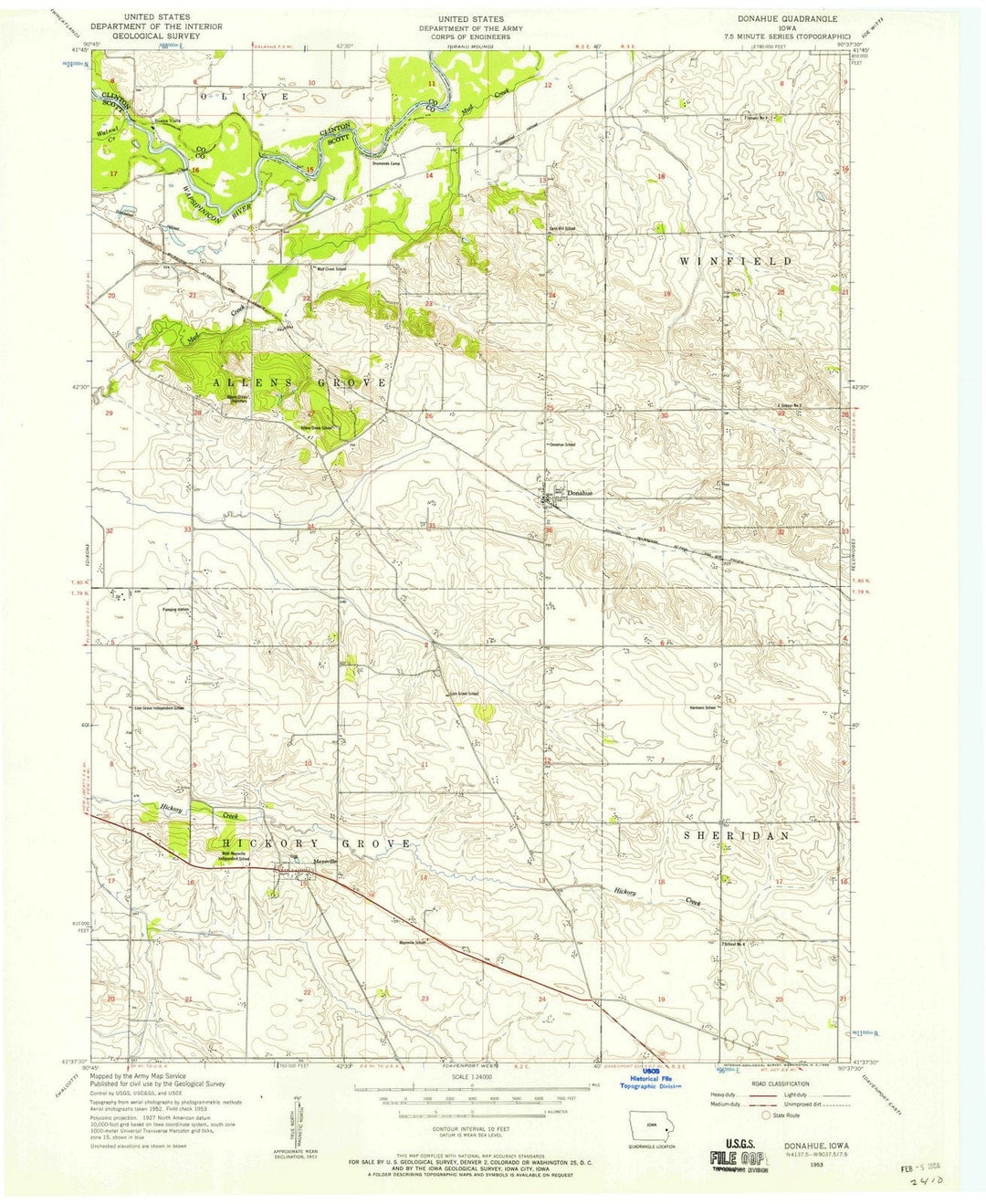 1953 Donahue, IA - Iowa - USGS Topographic Map
