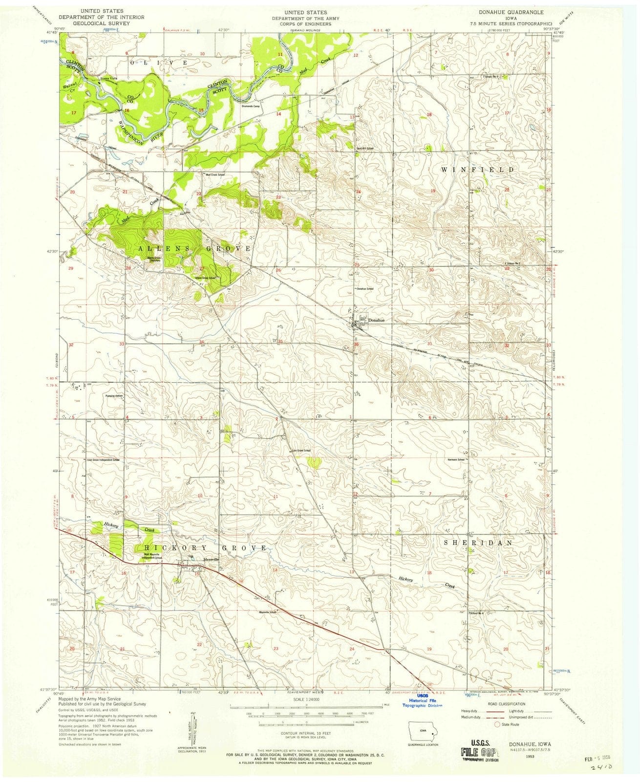 1953 Donahue, IA - Iowa - USGS Topographic Map