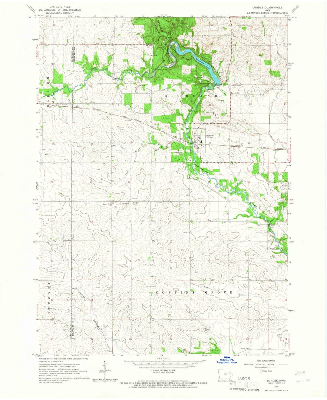 1965 Dundee, IA - Iowa - USGS Topographic Map