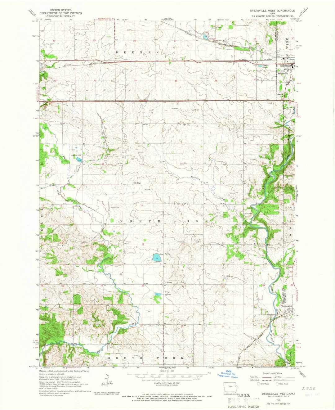1965 Dyersville West, IA - Iowa - USGS Topographic Map