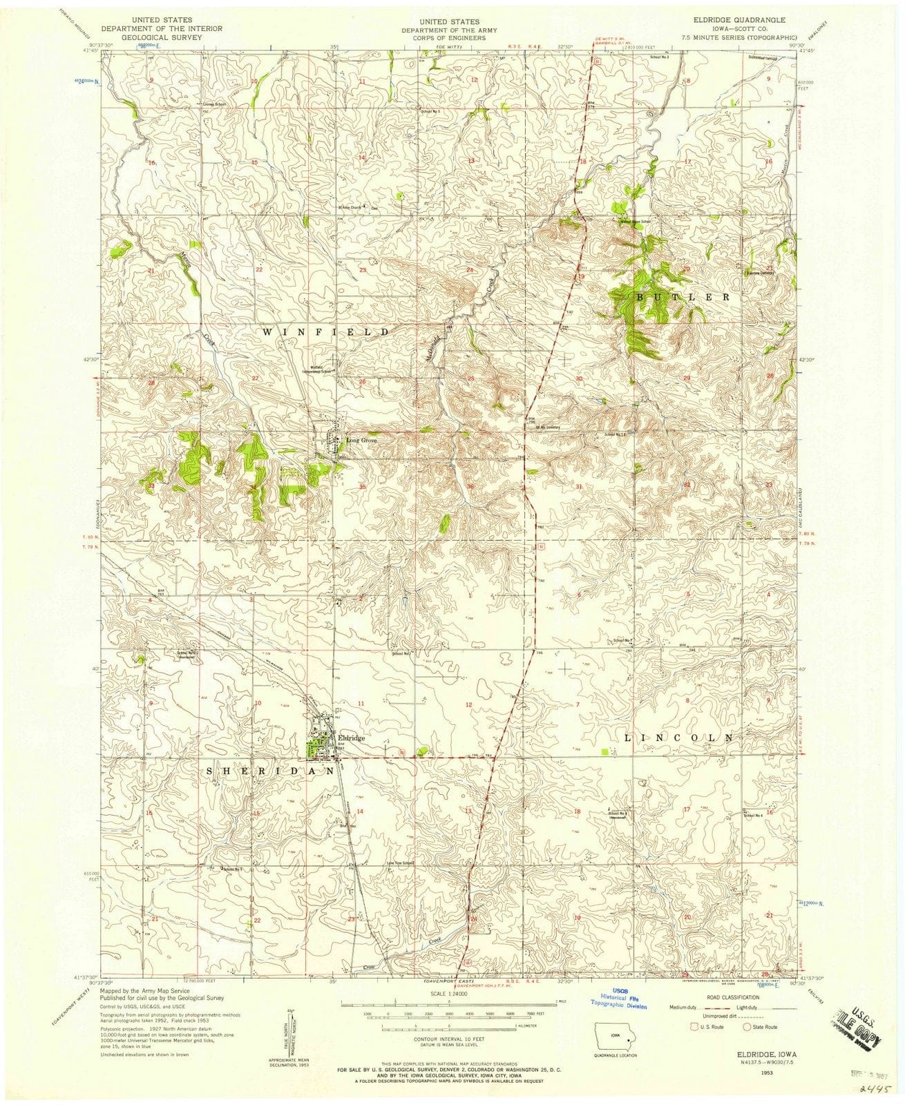 1953 Eldridge, IA - Iowa - USGS Topographic Map