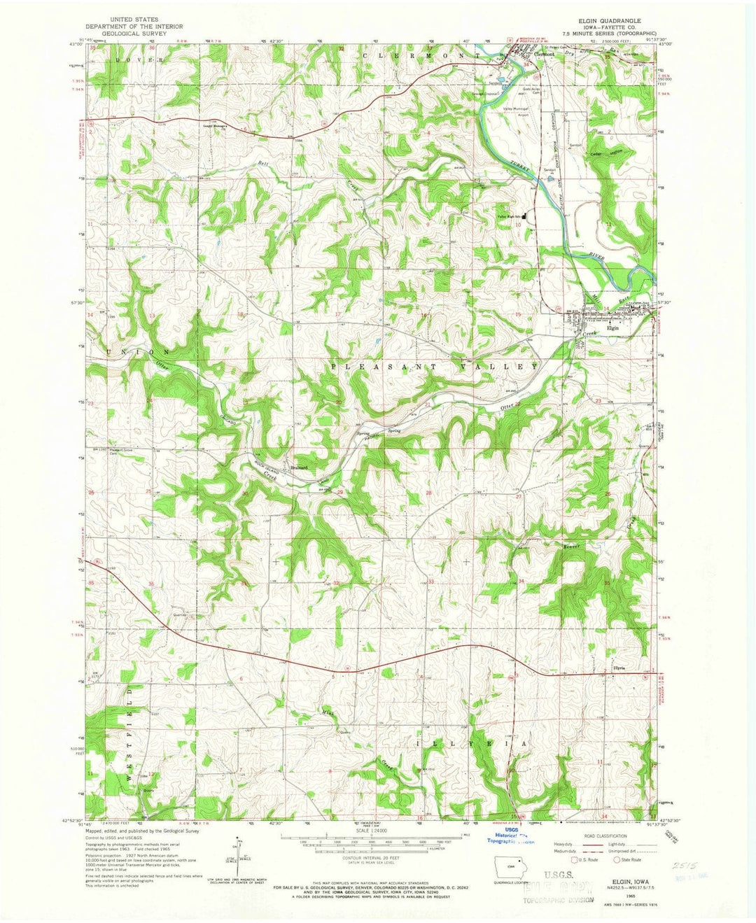 1965 Elgin, IA - Iowa - USGS Topographic Map